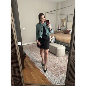 Willow Turquoise & Black Jacket – Four Button Tailored Corporate Chic